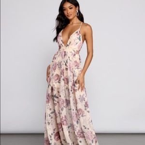 NWT Formal Floral Chiffon A-Line Dress NWT